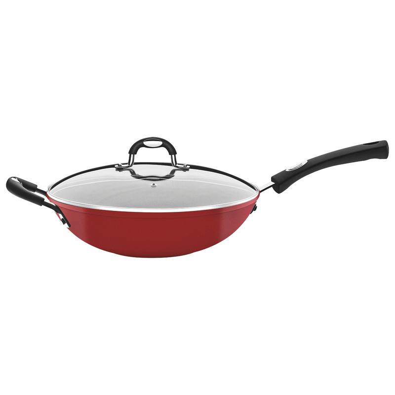 Super Sale Cañete - SARTEN WOK TRAMONTINA S/ 75.00 Antiahderente, starflon  2 utensilios: espátula y cucharon 100% aluminio 32.5 cm. de diámetro 8 cm.  de alto