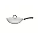 SARTEN WOK EN ACERO INOXIDABLE CON TAPA DE VIDRIO Ø28 CM. 3,3L. SOLAR SILICONE