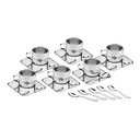 JUEGO DE TAZAS PARA CAFE EN ACERO INOXIDABLE 18 PIEZAS 