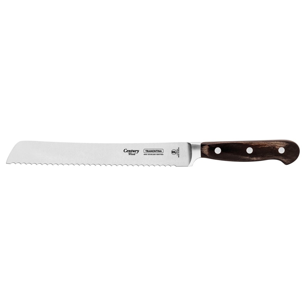 [21539198] CUCHILLO PARA PAN 8" CENTURY WOOD CON MANGO DE MADERA (Acero inoxidable)