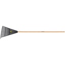 ESCOBA PLASTICA 18 DIENTES, MANGO DE MADERA 120 CM