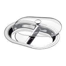 FUENTE DIVIDA EN ACERO INOXIDABLE CON TAPA DE VIDRIO 45 CM. CICLO