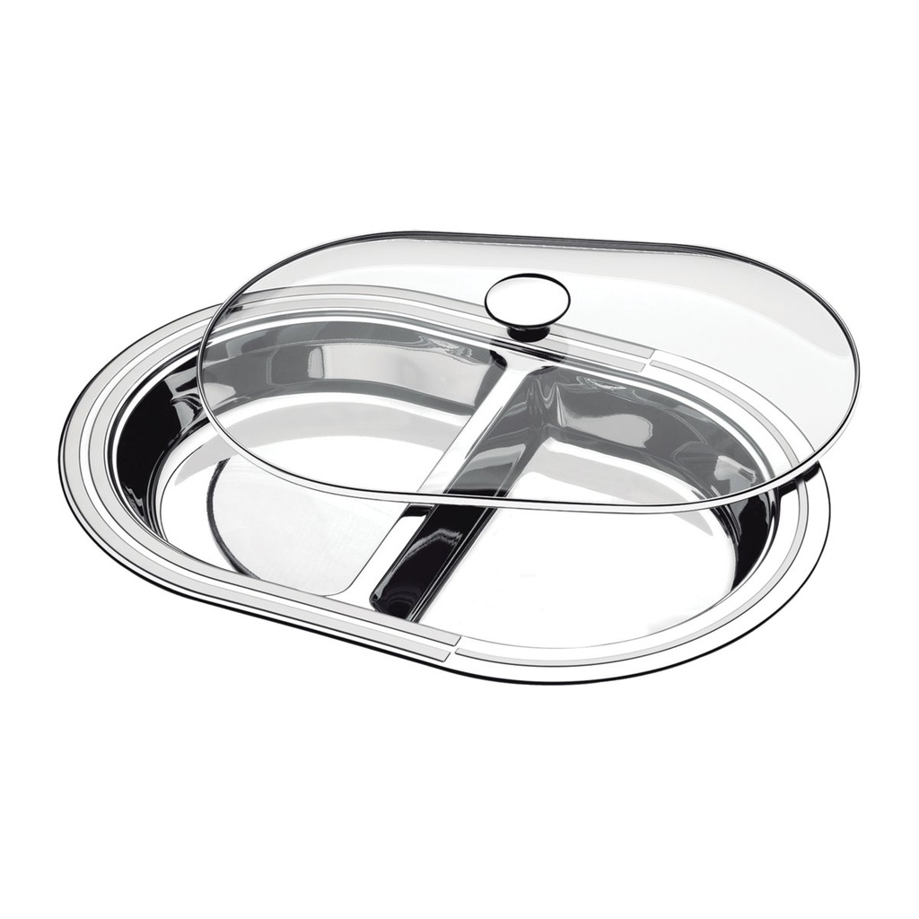 [61525454] FUENTE DIVIDA EN ACERO INOXIDABLE CON TAPA DE VIDRIO 45 CM. CICLO