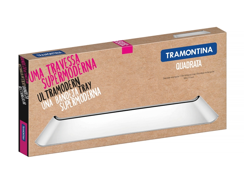 BANDEJA EN ACERO INOXIDABLE 38X17 CM. QUADRATA