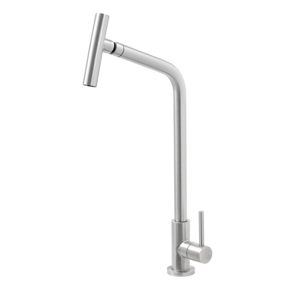 [94520024] GRIFO MONOCOMANDO VERSA, CON PICO ARTICULADO, EN ACERO INOX.