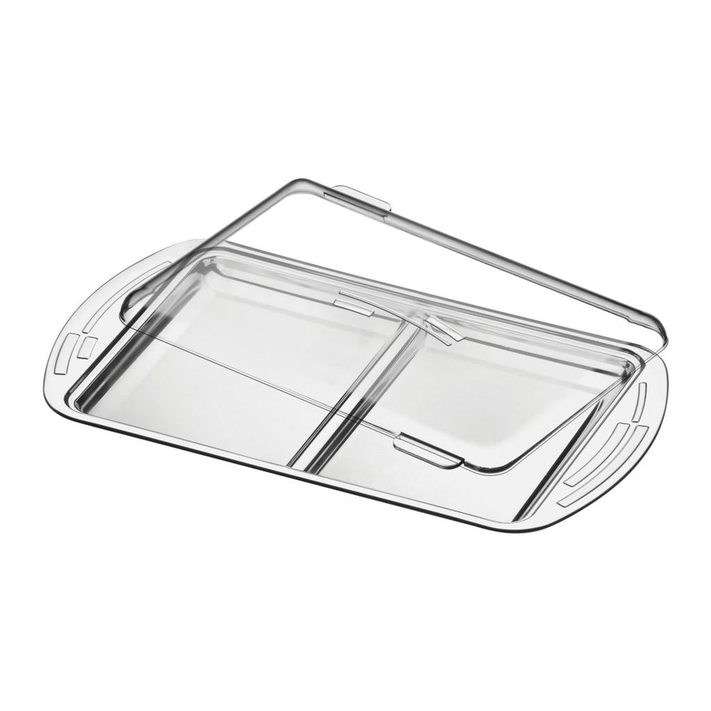 BANDEJA EN ACERO INOXIDABLE PARA FIAMBRES CON TAPA DE VIDRIO CICLO