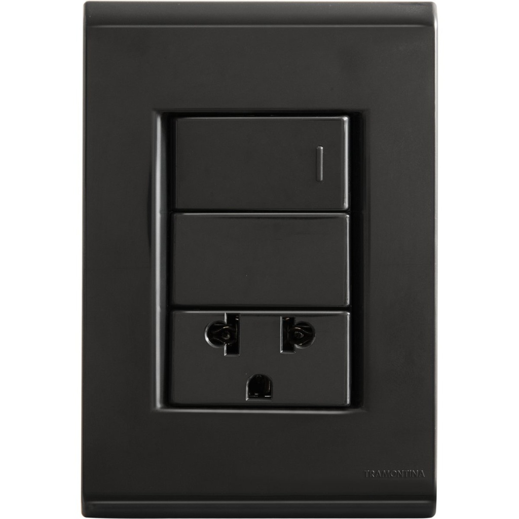 INTERRUPTOR UNIPOLAR+TOMA 2P+T LIZ GRAFITO