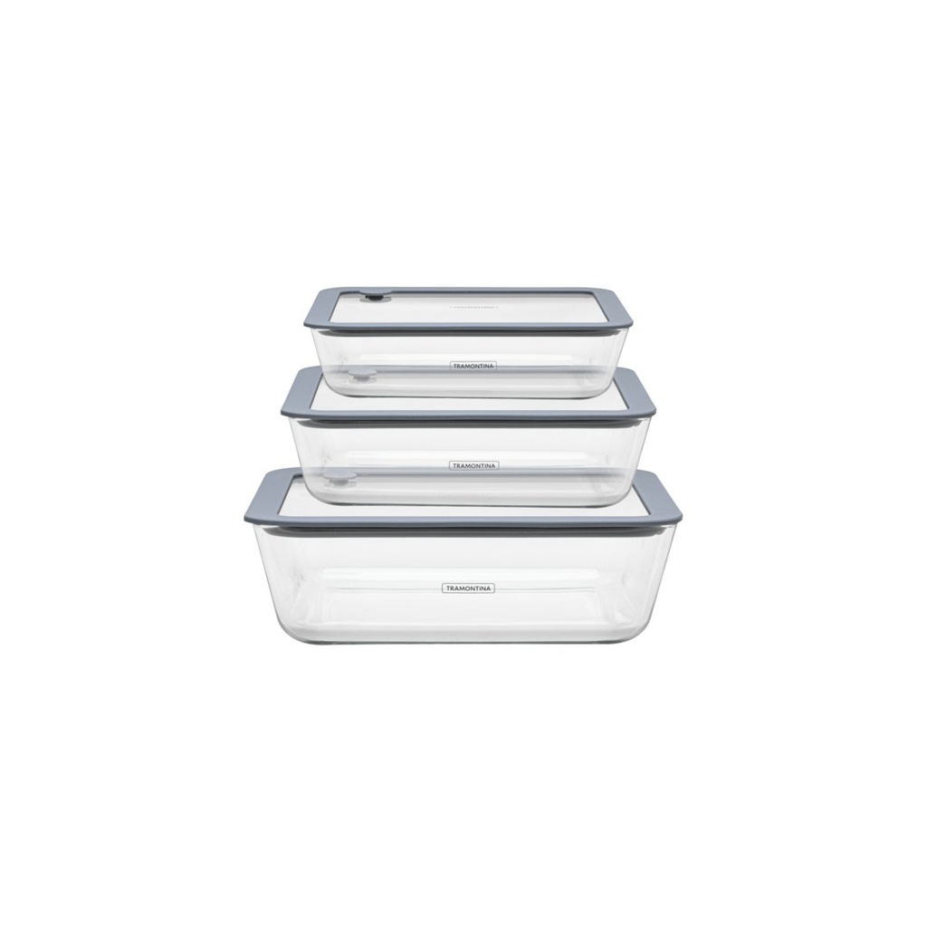 [64220770] JUEGO DE 3 CONTENEDORES DE VIDRIO CON TAPA CUCINA