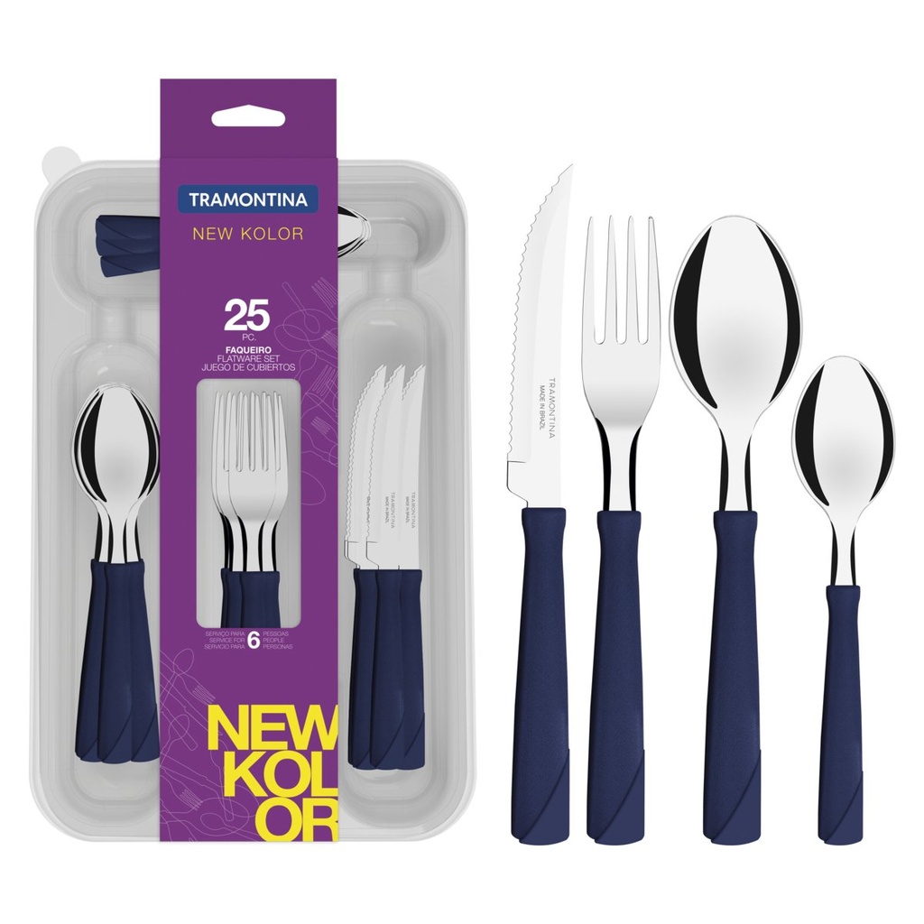 [23198175] JUEGO DE CUBIERTOS AZULES 25 NEW KOLOR