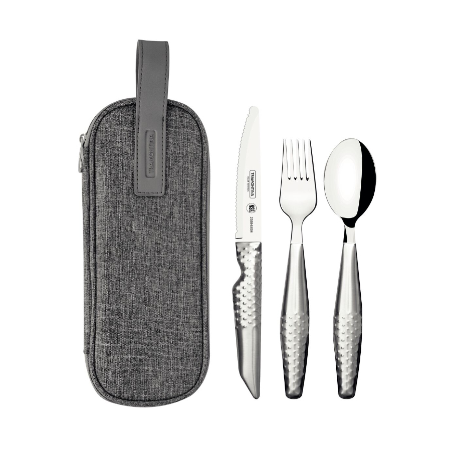 JUEGO DE CUBIERTOS DE ASISTENCIA FOR ALL EEN ACERO INOX CON ESTUCHE 4 PIEZAS