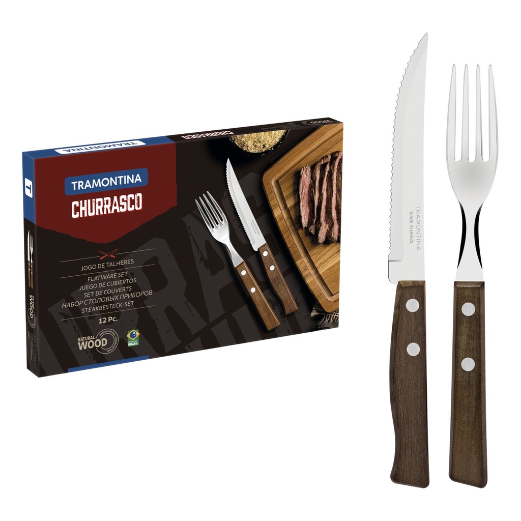 [22299002] JUEGO DE CUBIERTOS DE MESA PARA CHURRASCO 12 PIEZAS TRADICIONAL