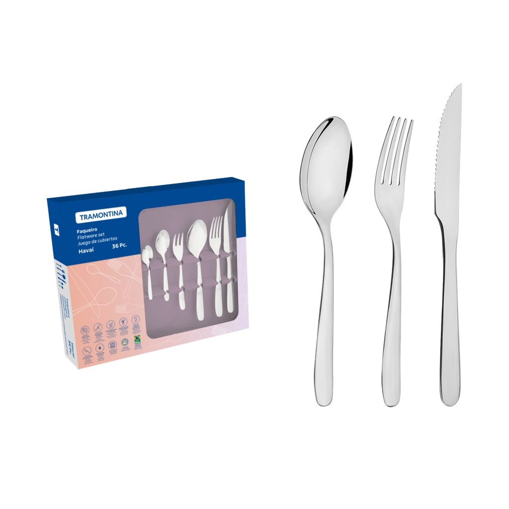 [66905130] JUEGO DE CUBIERTOS EN ACERO INOXIDABLE 36 PIEZAS HAVAI