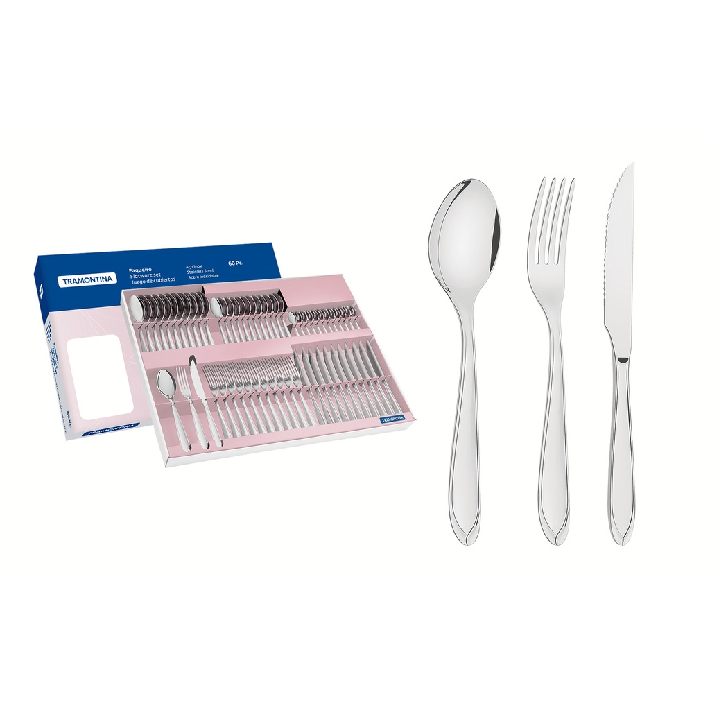 JUEGO DE CUBIERTOS EN ACERO INOXIDABLE 60 PIEZAS LAGUNA