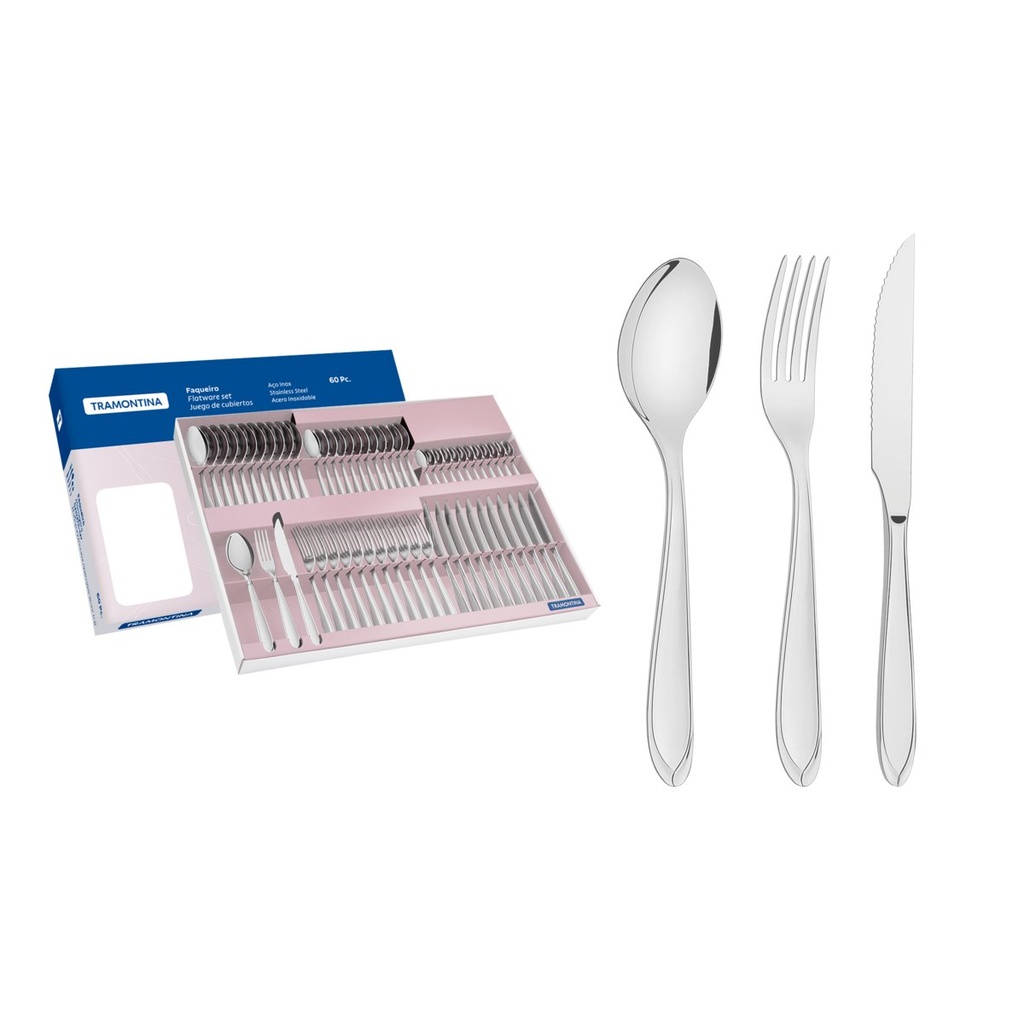 [66906784] JUEGO DE CUBIERTOS EN ACERO INOXIDABLE 60 PIEZAS LAGUNA
