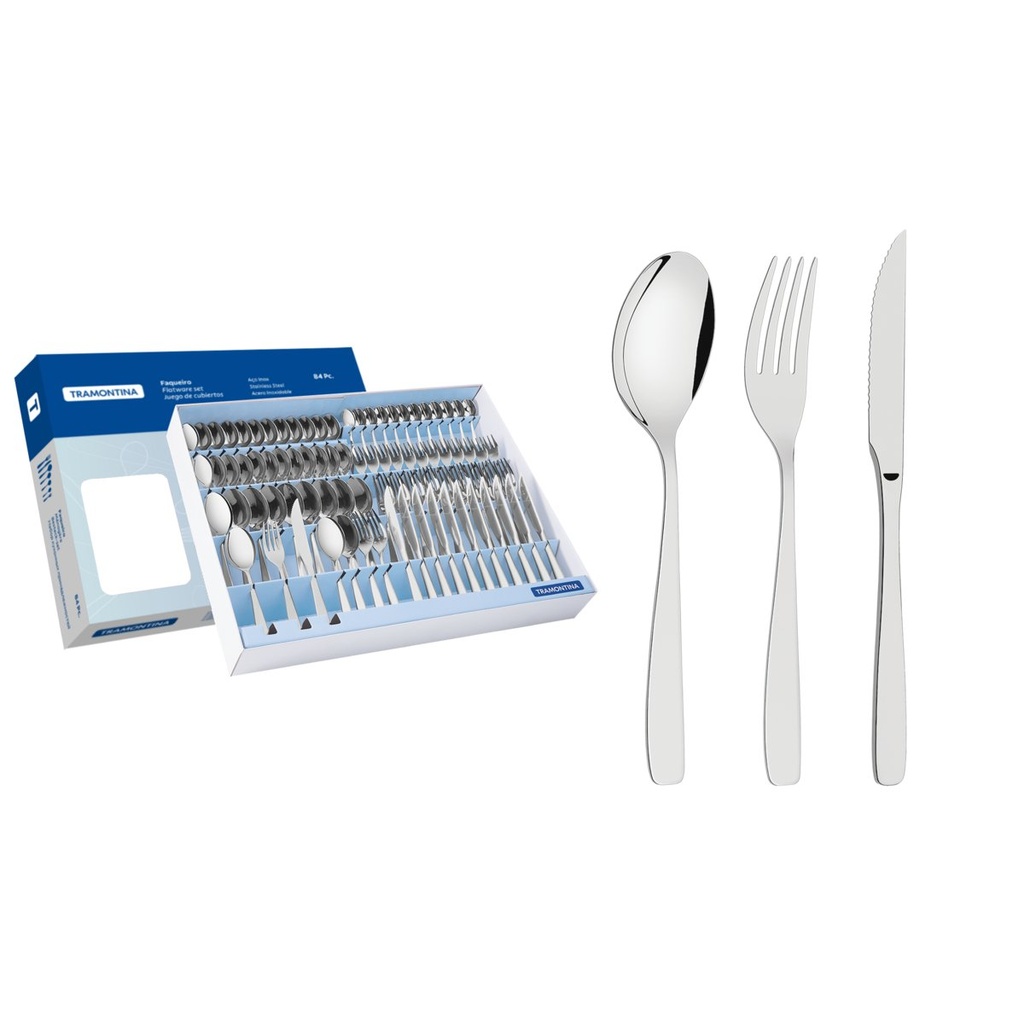 [66950520] JUEGO DE CUBIERTOS EN ACERO INOXIDABLE 84 PIEZAS COSMOS