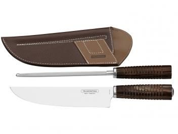 JUEGO DE CUCHILLO PARA CARNE 8" EXTREME CON CHAIRA Y FUNDA DE CUERO