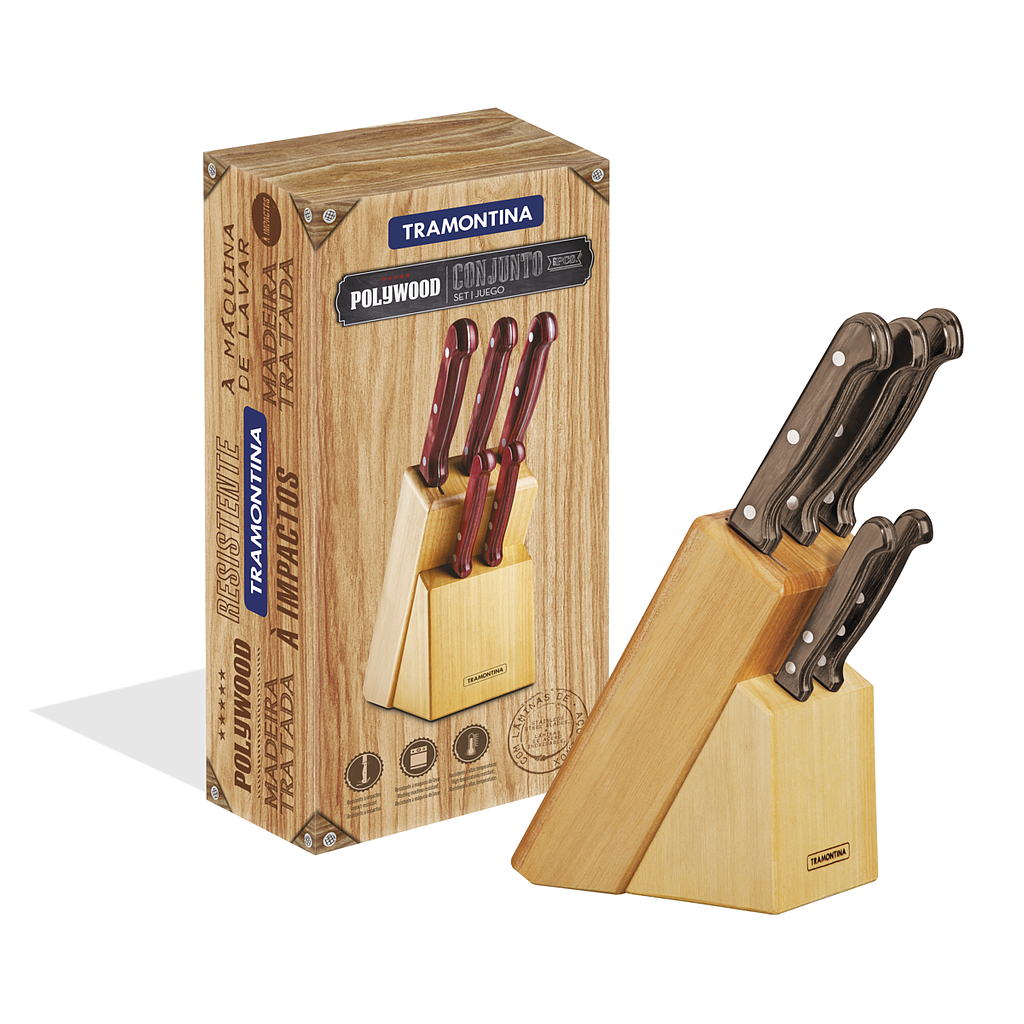 JUEGO DE CUCHILLOS 6 PIEZAS POLYWOOD