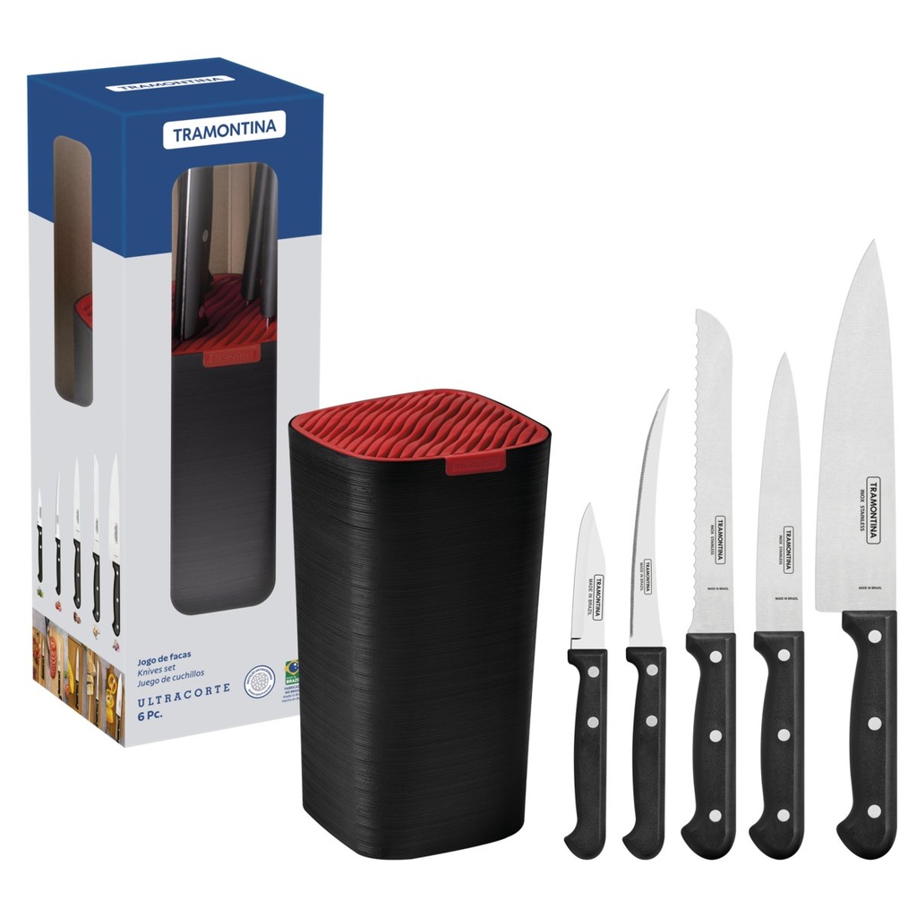 JUEGO DE CUCHILLOS CON BASE 6 PIEZAS ULTRACORTE