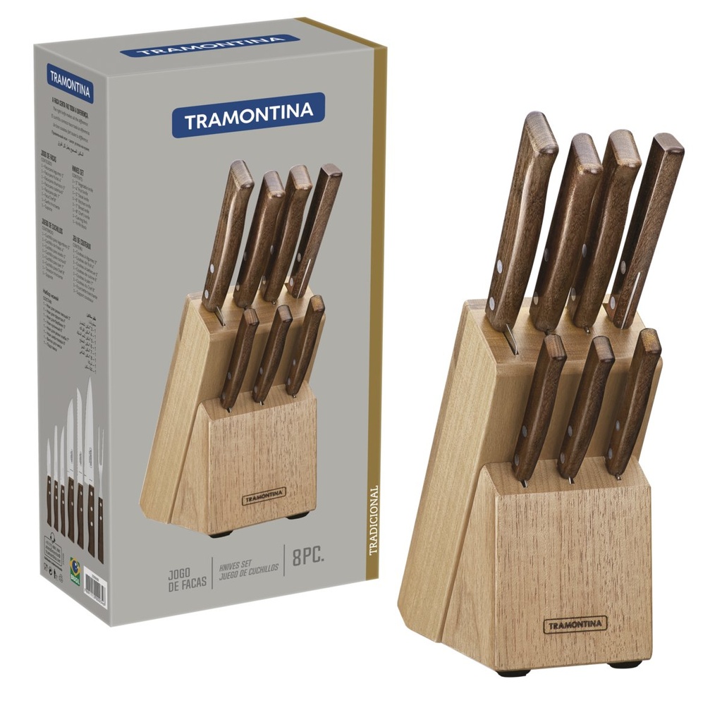 JUEGO DE CUCHILLOS CON BASE 8 PIEZAS TRADICIONAL