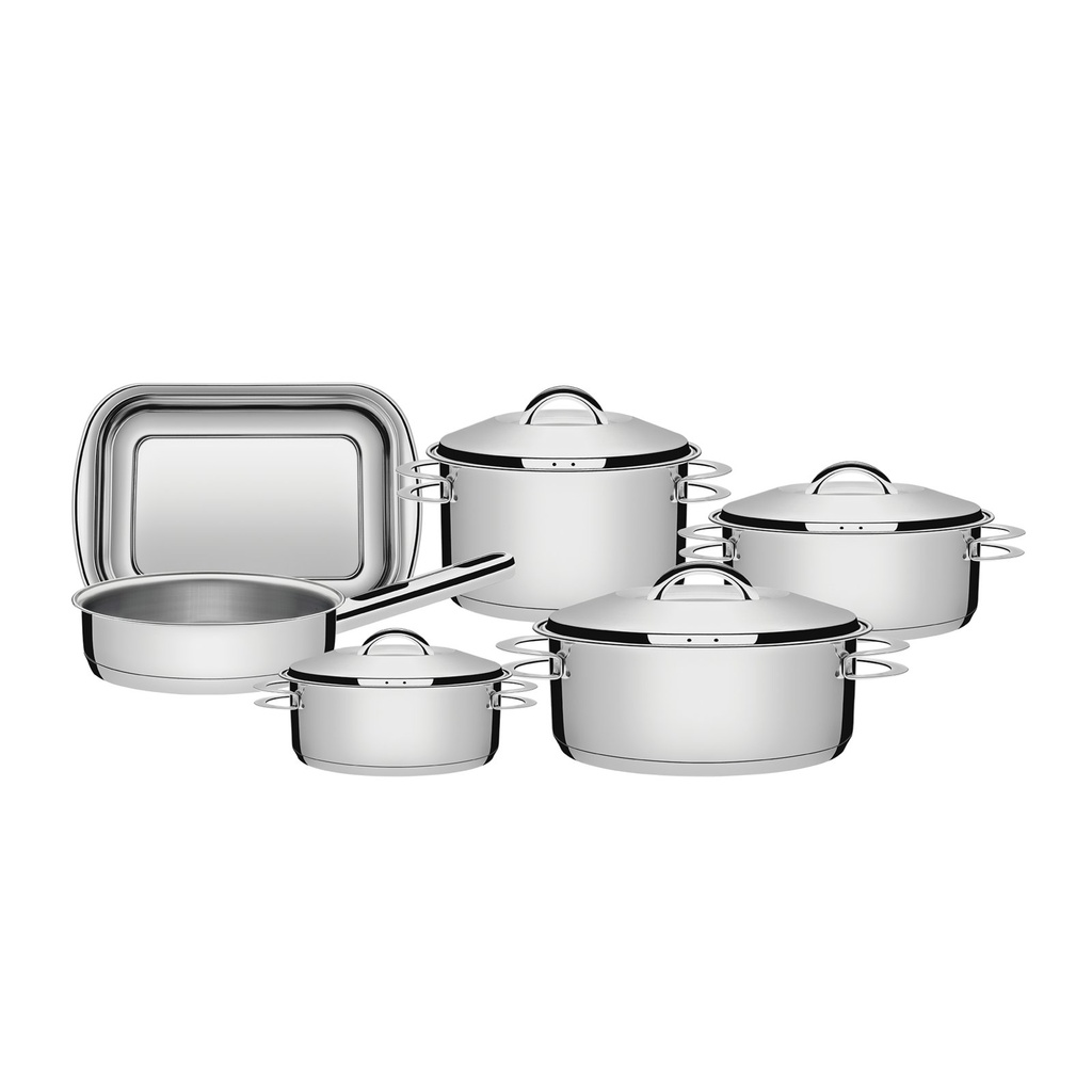 JUEGO DE OLLAS EN ACERO INOXIDABLE FONDO TRIPLE 6 PIEZAS SOLAR