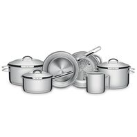 JUEGO DE OLLAS EN ACERO INOXIDABLE FONDO TRIPLE 6 PIEZAS SOLAR