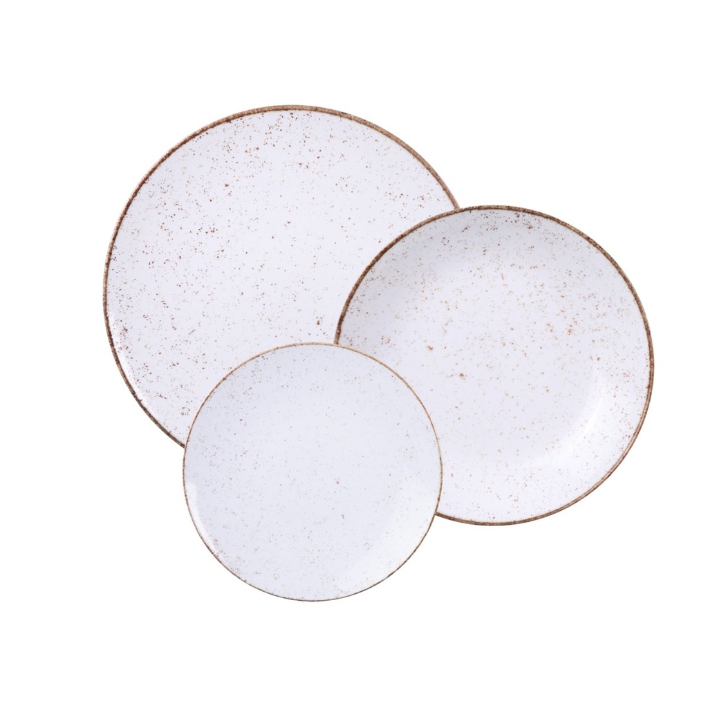 [96989003] JUEGO DE PLATOS 12 PIEZAS RUSTICO MARRON