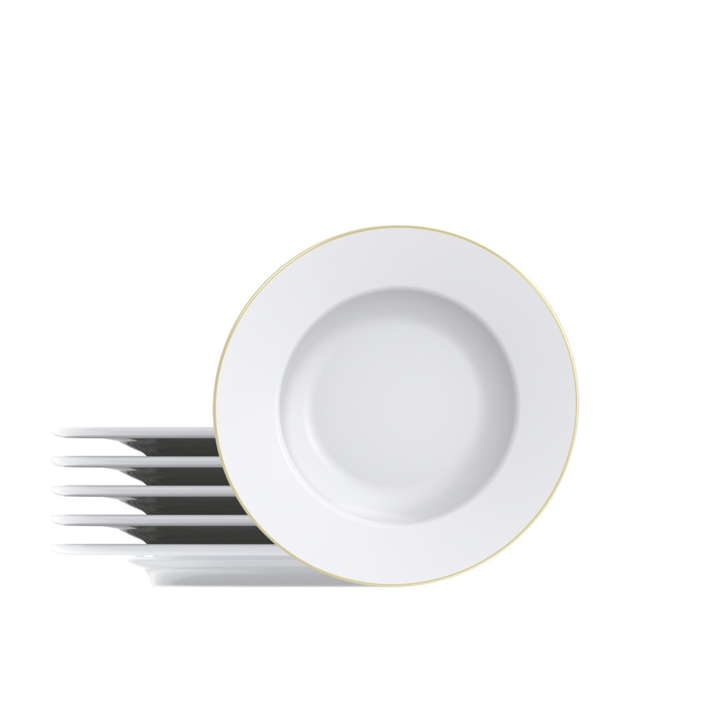 [96950090] JUEGO DE PLATOS DE POSTRE 21 CM. EN PORCELANA 6 PIEZAS ELISA