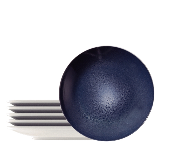 JUEGO DE PLATOS DE POSTRE DE PORCELANA Ø21CM. 6 PIEZAS TOPAZIO