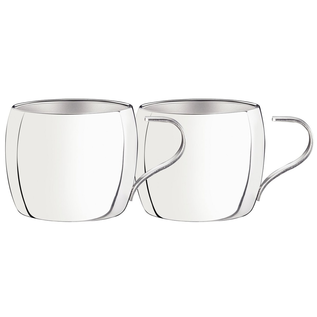 [64430790] JUEGO DE TAZAS PARA TE Y CAPUCCINO EN ACERO INOXIDABLE 2 PIEZAS