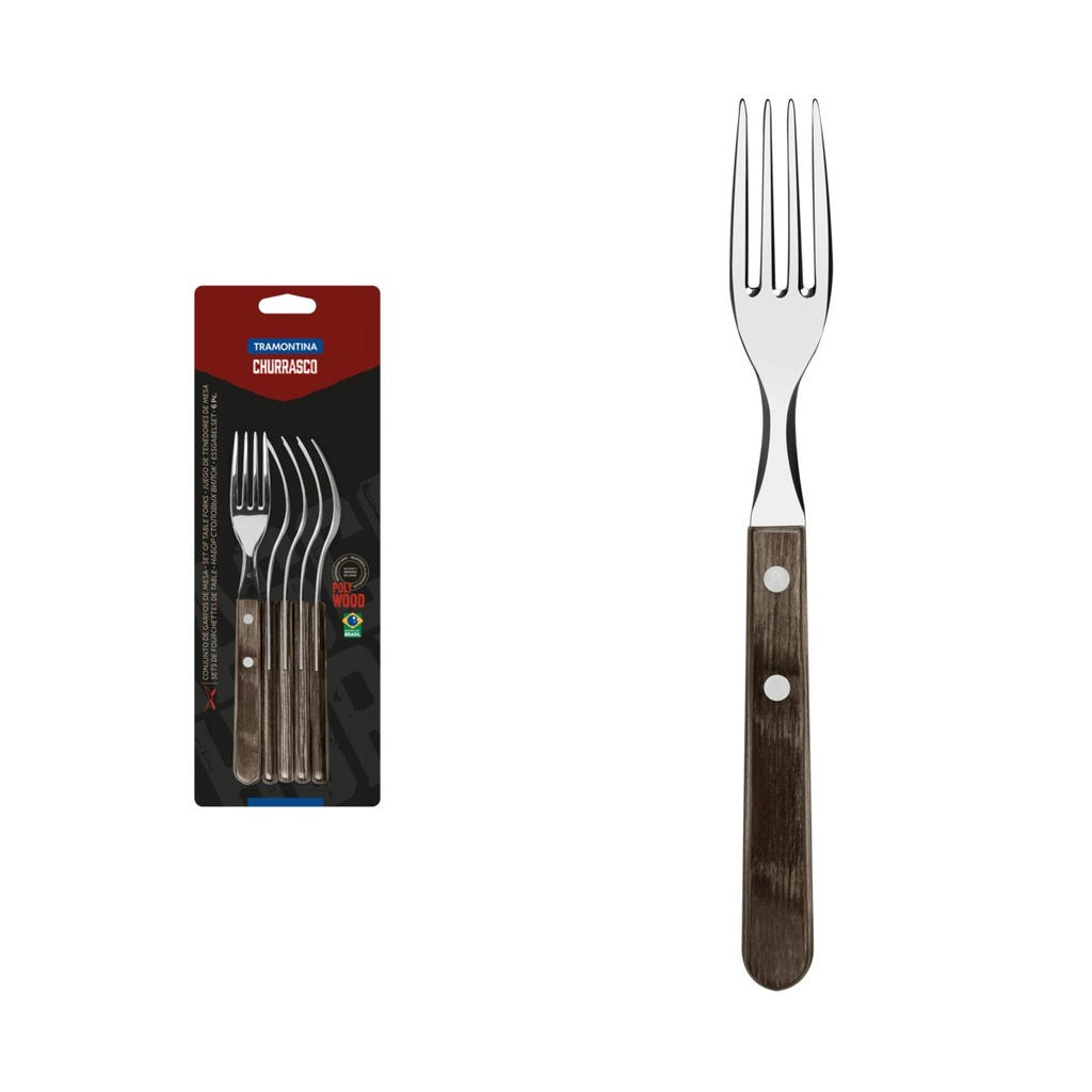 [21110690] JUEGO DE TENEDORES PARA CHURRASCO 6 PIEZAS POLYWOOD