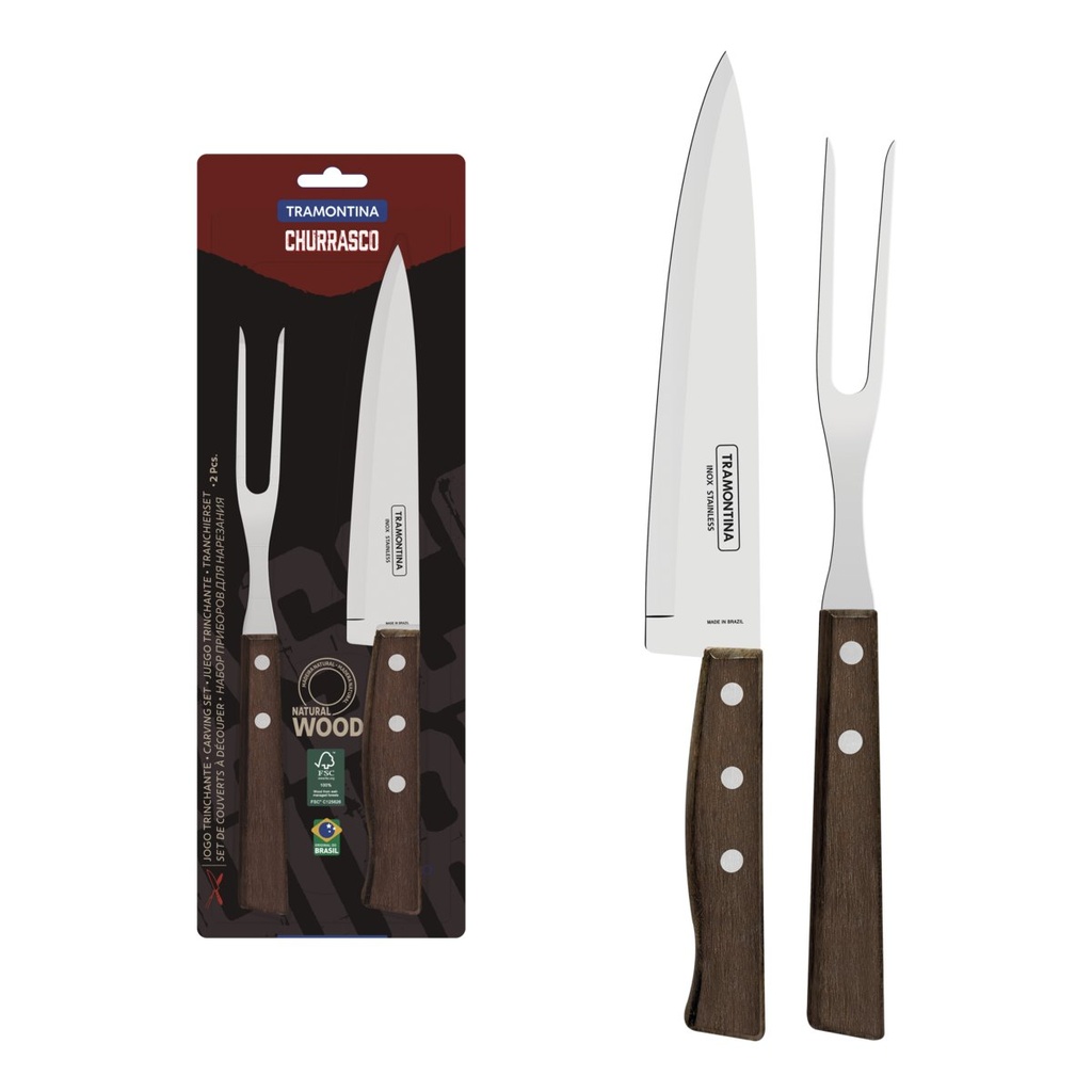 [22299013] JUEGO DE UTENSILIOS PARA CHURRASCO 2 PIEZAS TRADICIONAL