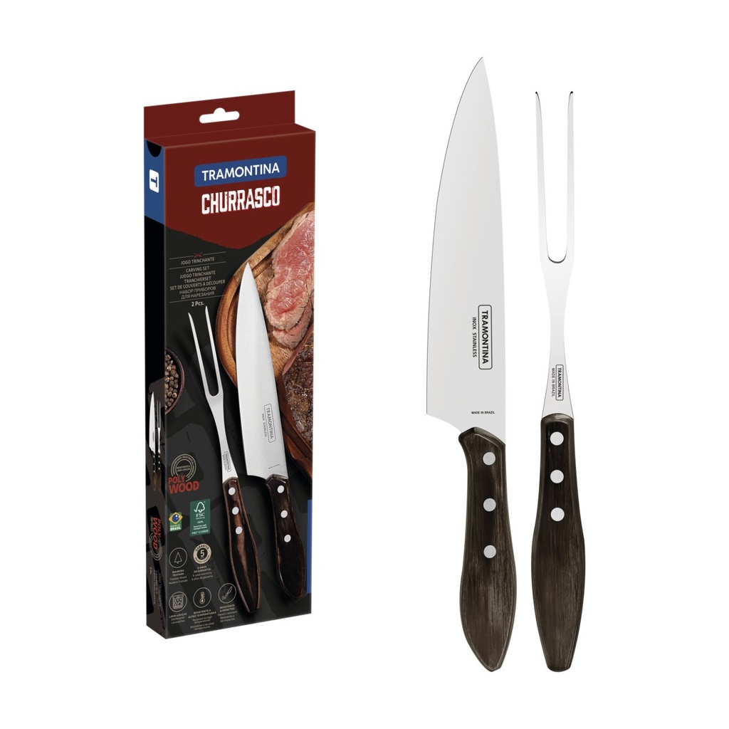 JUEGO PARA CHURRASCO 2 PIEZAS POLYWOOD