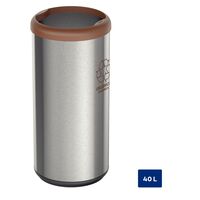 [94539223] BASURERO CAPSULA SELECTA PLUS 40 L, TAPA BASCULANTE CAFE, EN ACERO INOX