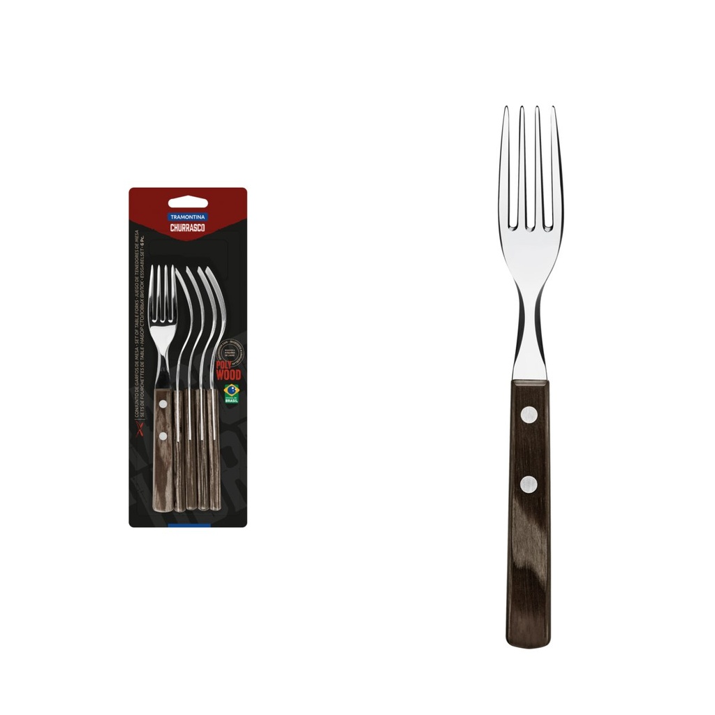 JUEGO TENEDORES DE MESA PARA CHURRASCO 6 PIEZAS POLYWOOD