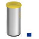 BASURERO CAPSULA SELECTA PLUS 40 L, TAPA DE VAIVEN AMARILLA, EN ACERO INOX