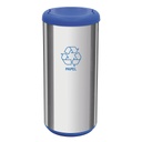 BASURERO CAPSULA SELECTA PLUS 40 L, TAPA DE VAIVEN AZUL, EN ACERO INOX.