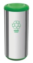 BASURERO CAPSULA SELECTA PLUS 40 L, TAPA DE VAIVEN VERDE, EN ACERO INOX.
