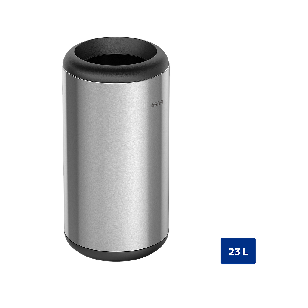 [94540017] BASURERO EN ACERO INOX CON BASE Y ANILLO EN POLIPROPILENO 23 L. (Acero inoxidable)