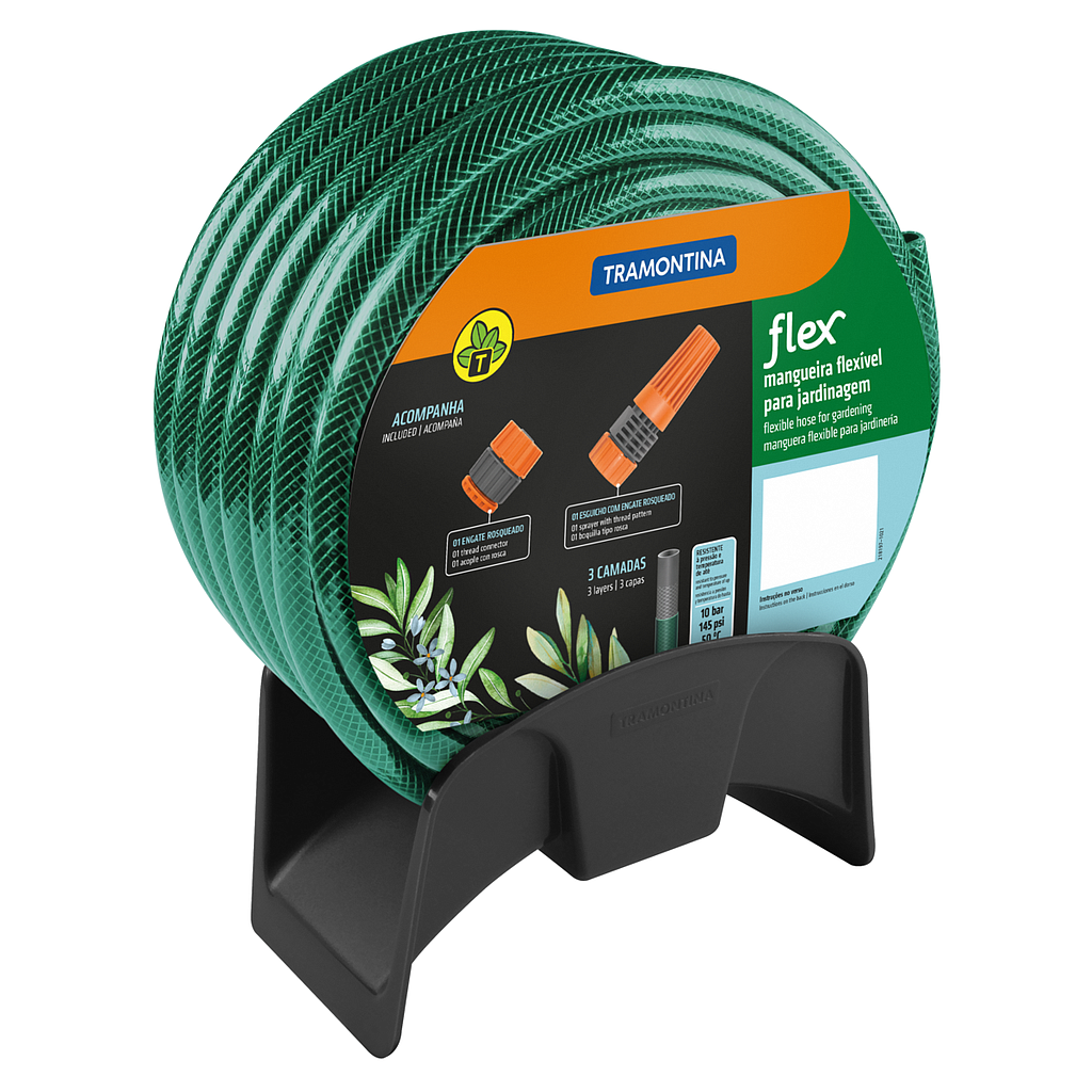 [79322150] MANGUERA PARA JARDIN FLEX, 15 M 1/2", CON ACCESORIOS PARA RIEGO Y SOPORTE