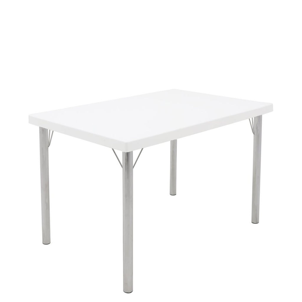 MESA BLANCA 119 X 79 CM. CON PATAS DE ALUMINIO GEO