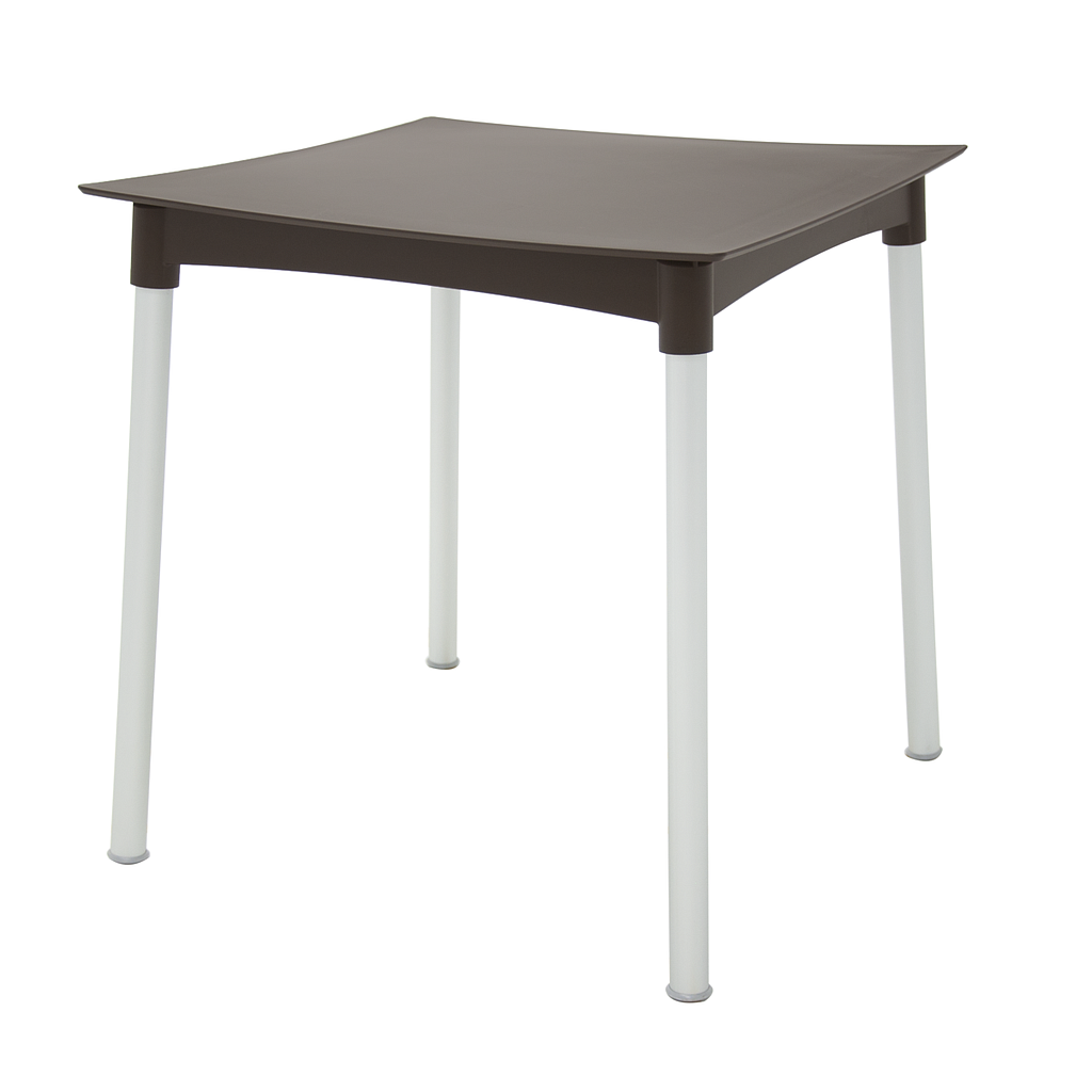 MESA DIANA EN POLIPROPILENO MARRON CON PATAS DE ALUMINIO ANODIZADO