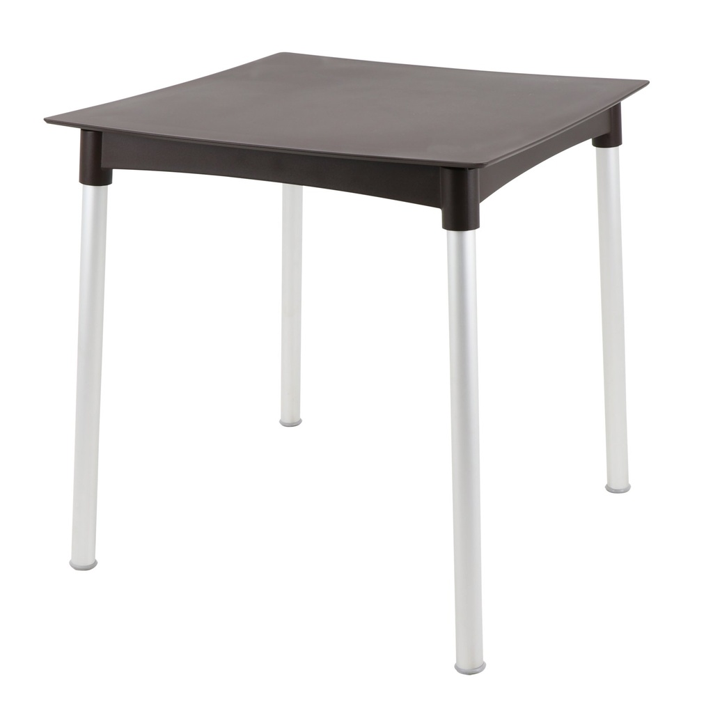 [92352109] MESA DIANA EN POLIPROPILENO MARRON CON PATAS DE ALUMINIO ANODIZADO