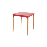 MESA DIANA EN POLIPROPILENO ROJO CON PATAS DE MADERA