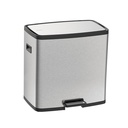 BASURERO OCTOS 15 + 15 L., CON PEDAL, EN ACERO INOX.