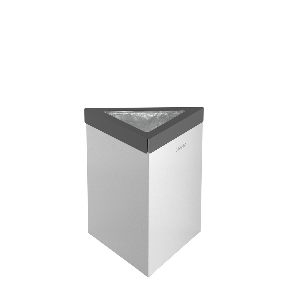 BASURERO TERNI 30 L., TRIANGULAR, EN ACERO INOX.