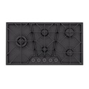 PLACA DE COCCION A GAS GLASS PENTA FULL BLACK 5GG, EN VIDRIO TEMPLADO MATE, REJILLAS DE HIERRO FUNDIDO, DESIGN COLLECTION, 90X51 CM.