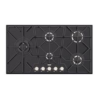 PLACA DE COCCION A GAS GLASS PENTA FULL BLACK 5GG, EN VIDRIO TEMPLADO, REJILLAS DE HIERRO FUNDIDO, DESIGN COLLECTION, 90X51 CM.