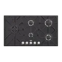 COCINA ENCIMERA A GAS GLASS PENTA FULL BLACK 5GG, EN VIDRIO TEMPLADO, REJILLAS DE HIERRO FUNDIDO, DESIGN COLLECTION, 90X51 CM.