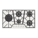 COCINA ENCIMERA A GAS GLASS PENTA FULL WHITE 5GG, EN VIDRIO TEMPLADO, REJILLAS DE HIERRO FUNDIDO, DESIGN COLLECTION, 90X51 CM.