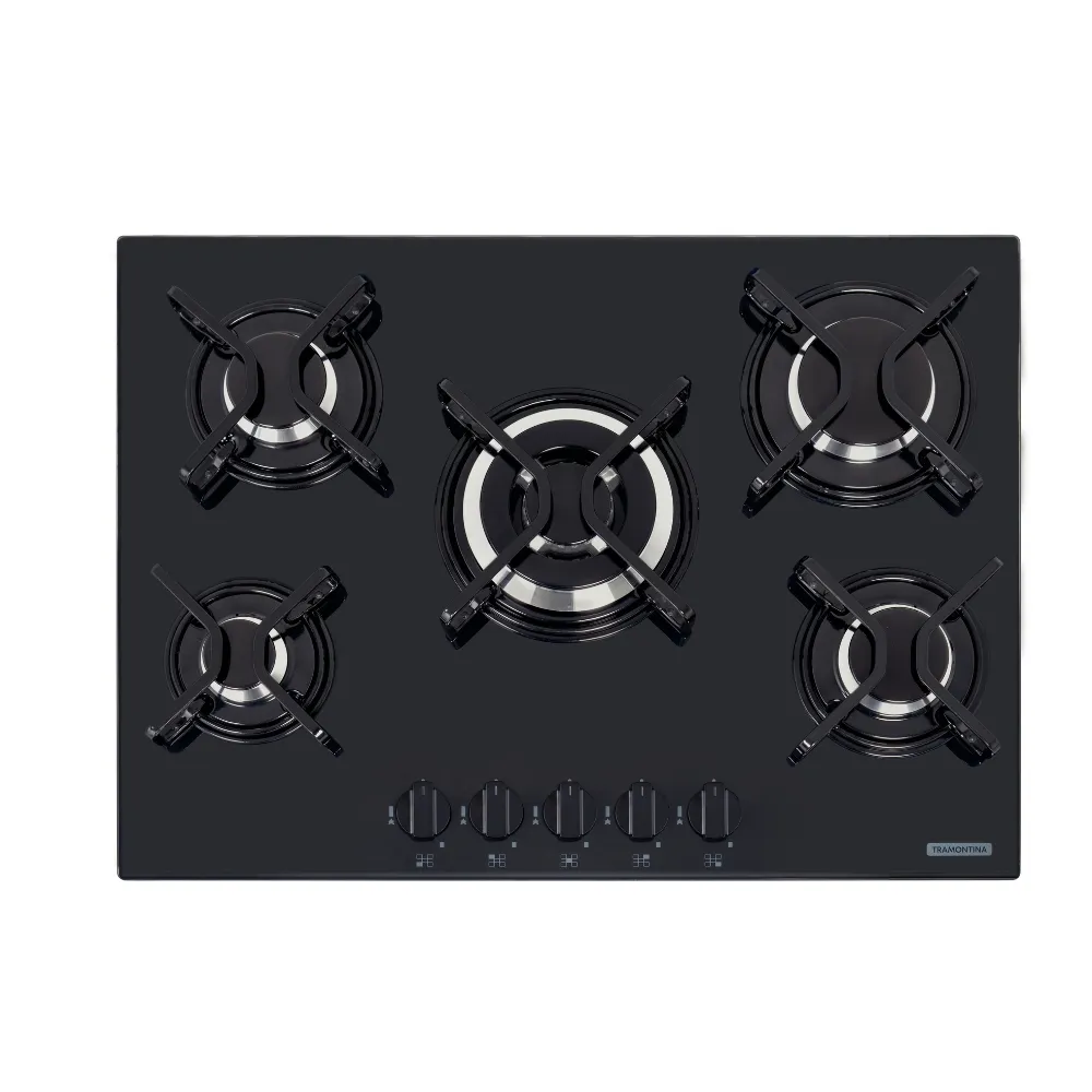 COCINA ENCIMERA PENTA B 5GG TRI 70, PERFECTA, CON TRIPLE LLAMA, EN VIDRIO TEMPLADO NEGRO, 70X50 CM